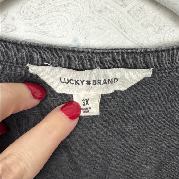 Lucky Brand 3X Charcoal Embroidered Peasant Top Boho Cotton Blouse Shirt - Picture 4 of 6